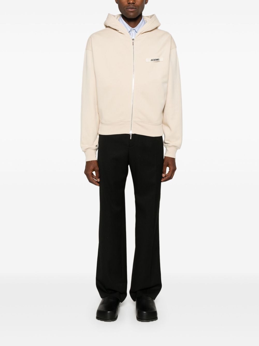 Jacquemus Le Hoodie beige avec logo sur Gros Grain - Lothaire