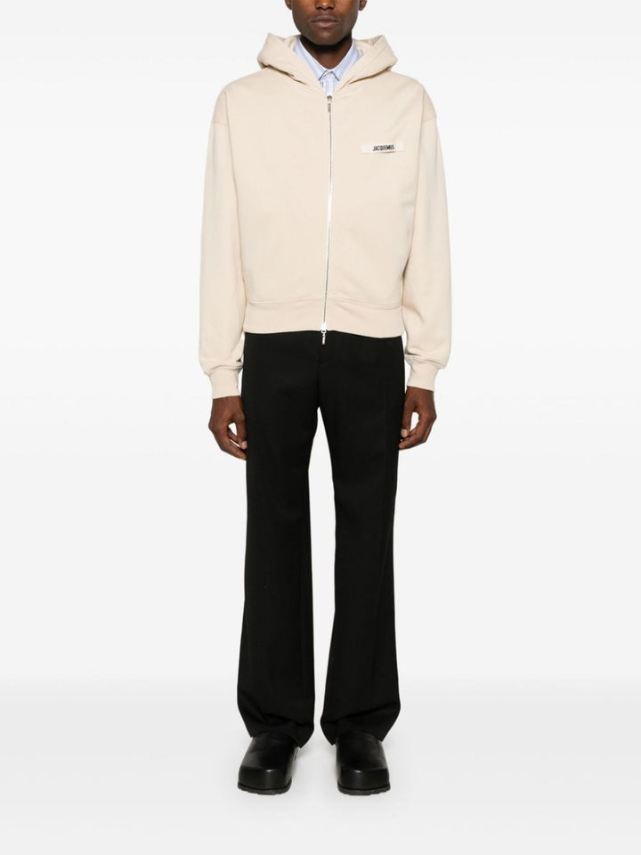 Jacquemus Le Hoodie beige avec logo sur Gros Grain - Lothaire