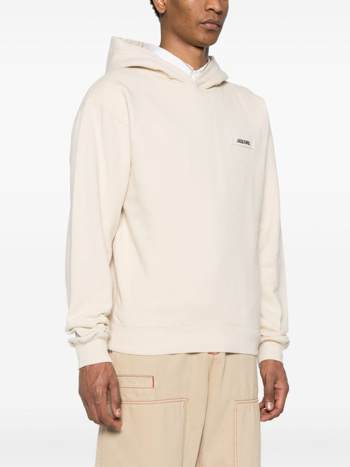 Jacquemus Le Hoodie beige patch logo - Lothaire