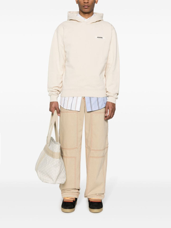 Jacquemus Le Hoodie beige patch logo - Lothaire