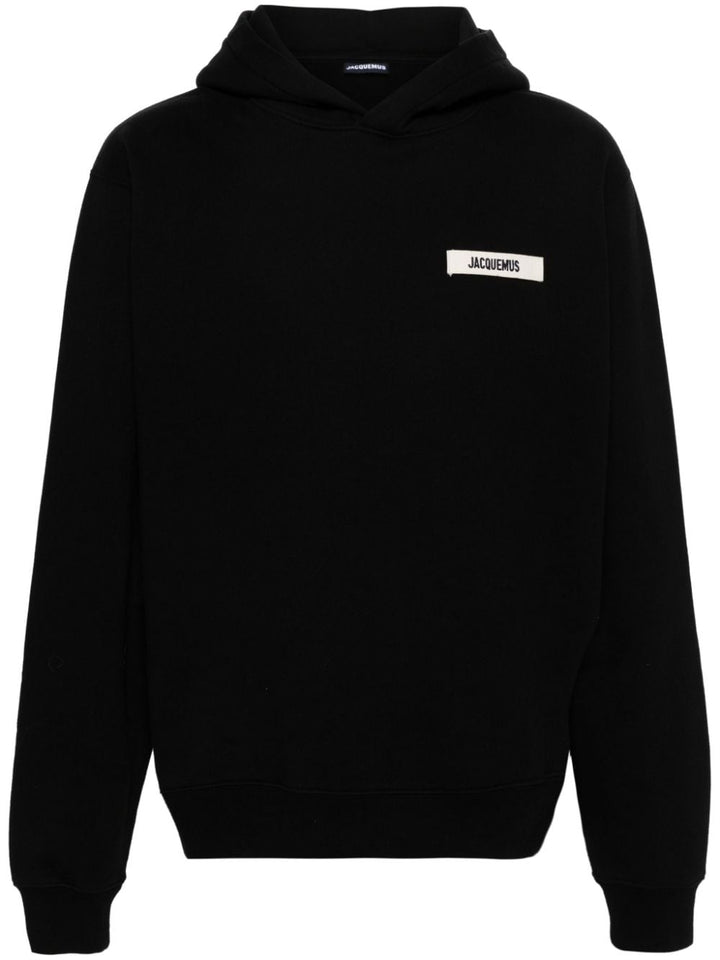 Jacquemus Le hoodie noir avec patch logo en gros grain - Lothaire