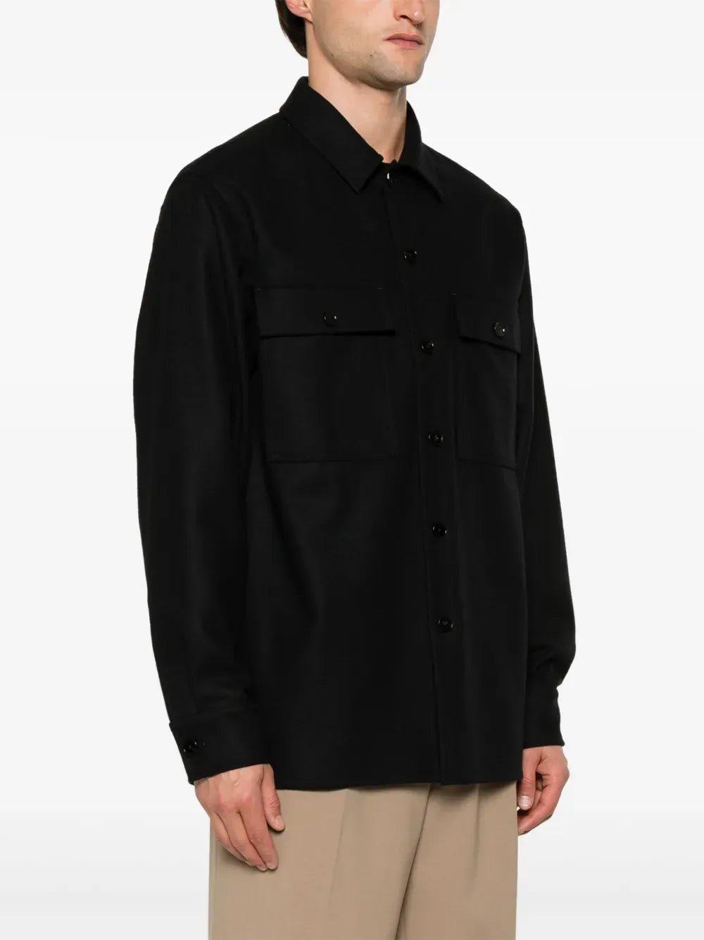 JIL SANDER - Chemise en laine vierge noir - Lothaire