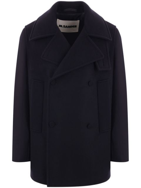 JIL SANDER - Manteau à boutonnière bleu marine en laine - Lothaire