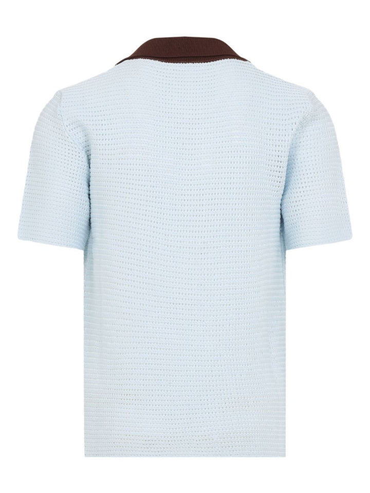 JIL SANDER - polo à col v bleu - Lothaire