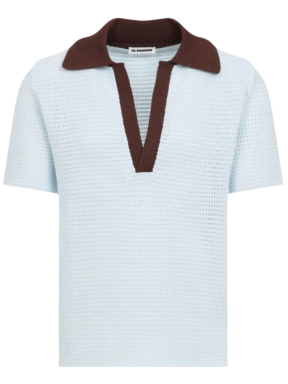 JIL SANDER - polo à col v bleu ciel - Lothaire