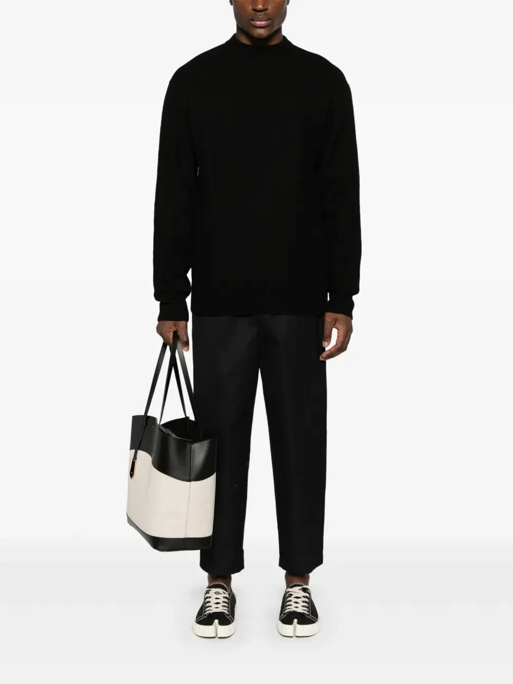 JIL SANDER - Pull col rond an laine bouillie noir - Lothaire