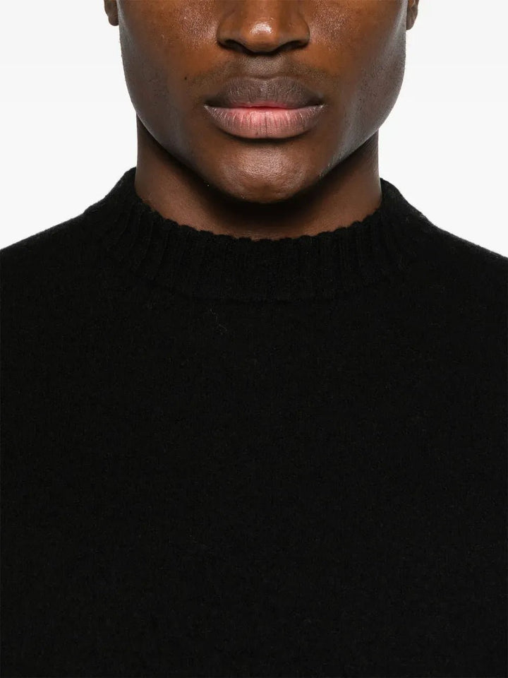 JIL SANDER - Pull col rond an laine bouillie noir - Lothaire