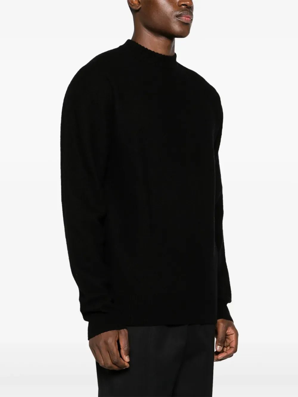 JIL SANDER - Pull col rond an laine bouillie noir - Lothaire
