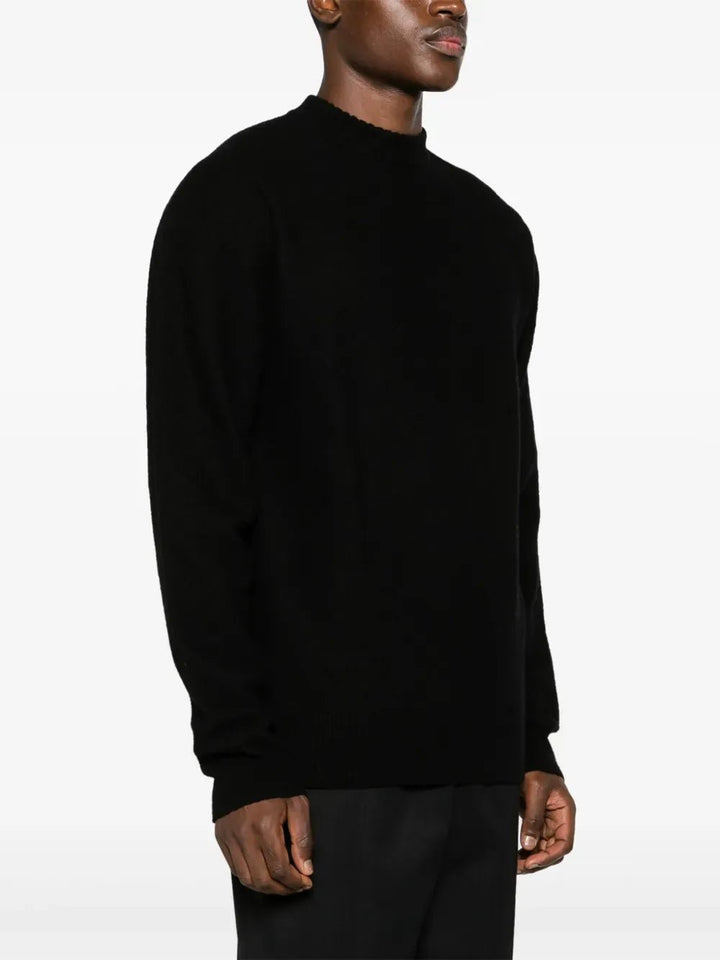 JIL SANDER - Pull col rond an laine bouillie noir - Lothaire