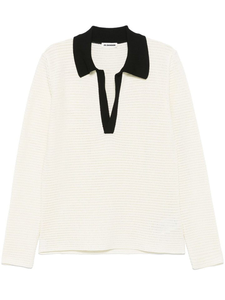 JIL SANDER - pull en maille ajourée blanc - Lothaire