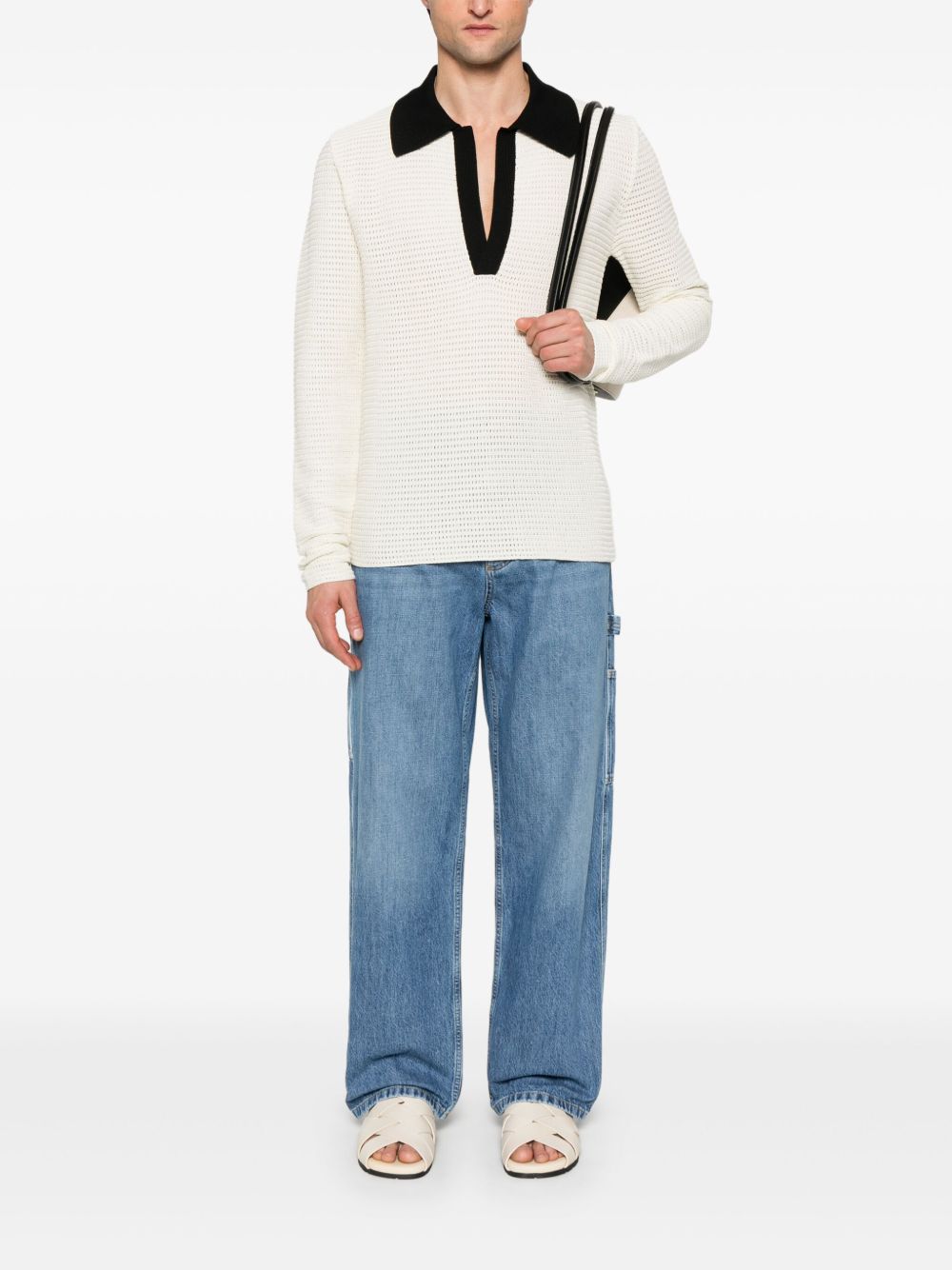 JIL SANDER - pull en maille ajourée blanc - Lothaire