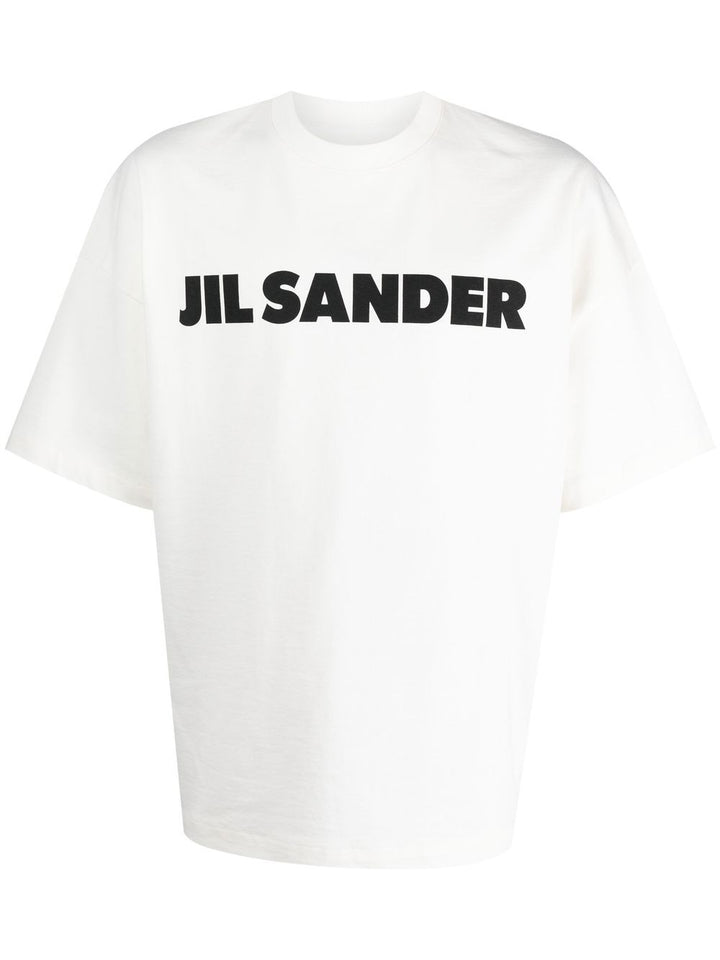 JIL SANDER - t-shirt blanc en coton à logo imprimé noir - Lothaire