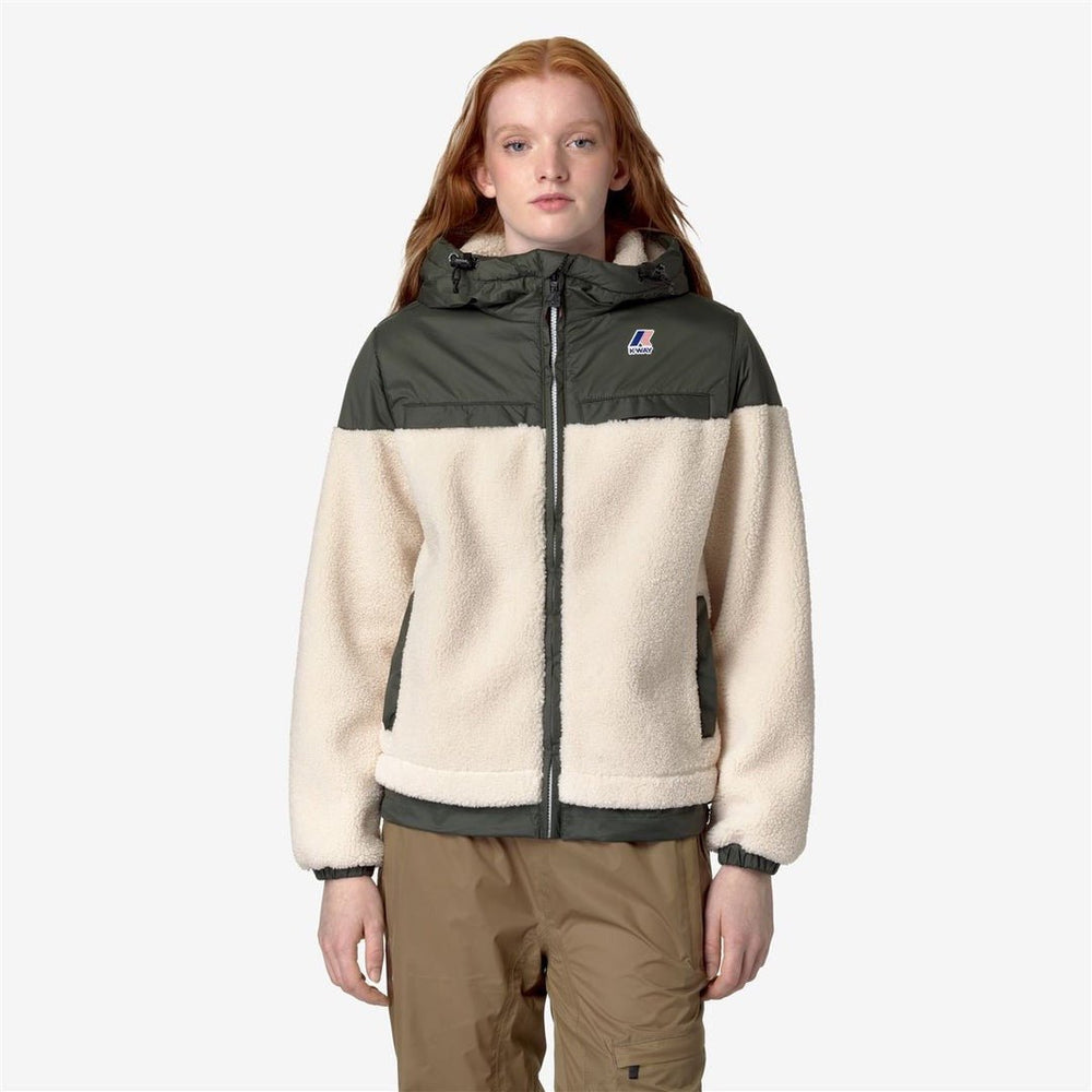 K - WAY - Veste courte polaire écru - verte - Lothaire