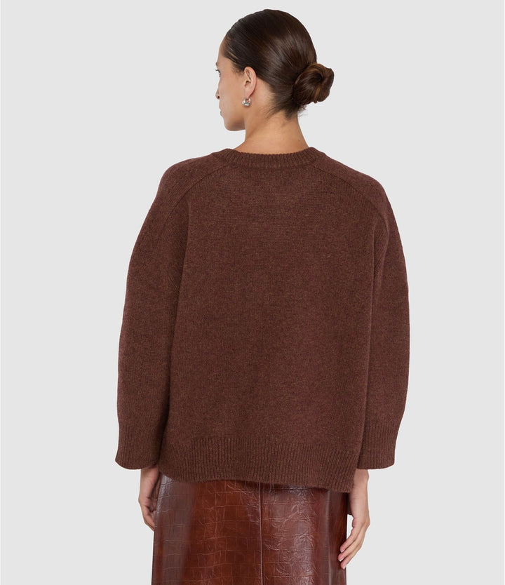 KUJTEN - Pull Diane Oversize en Cachemire Marron Pécan - Lothaire