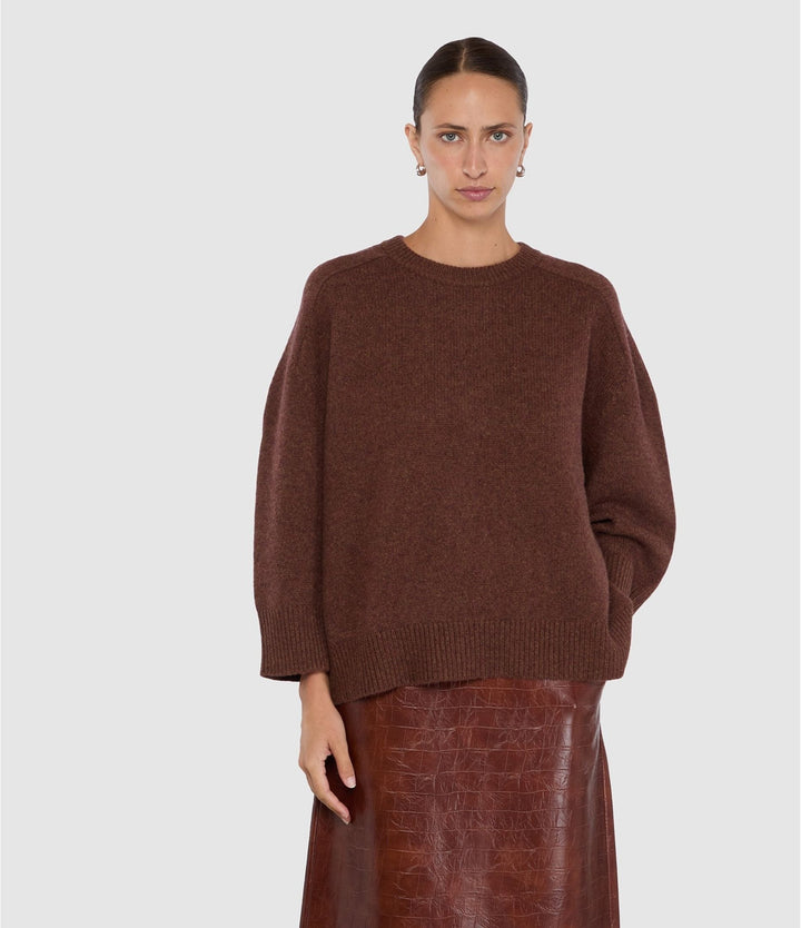 KUJTEN - Pull Diane Oversize en Cachemire Marron Pécan - Lothaire
