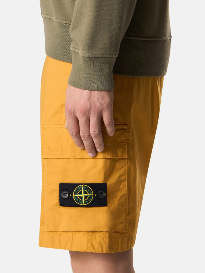 STONE ISLAND - Regular-fit Cargo Bermuda Shorts with Zip Pockets Jaune moutarde