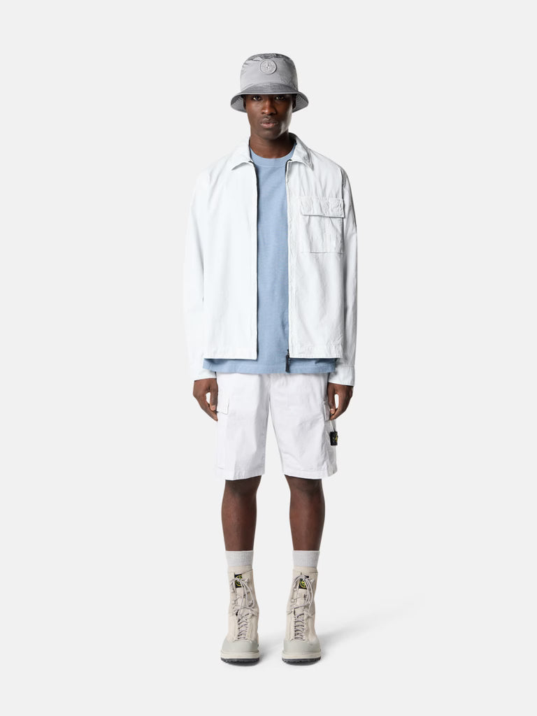 STONE ISLAND - Bermuda cargo coupe classique avec poches zippées Blanc