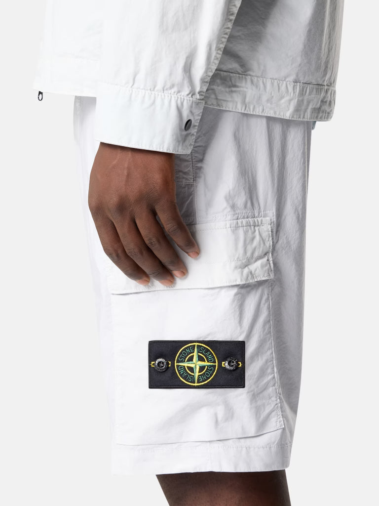 STONE ISLAND - Bermuda cargo coupe classique avec poches zippées Blanc