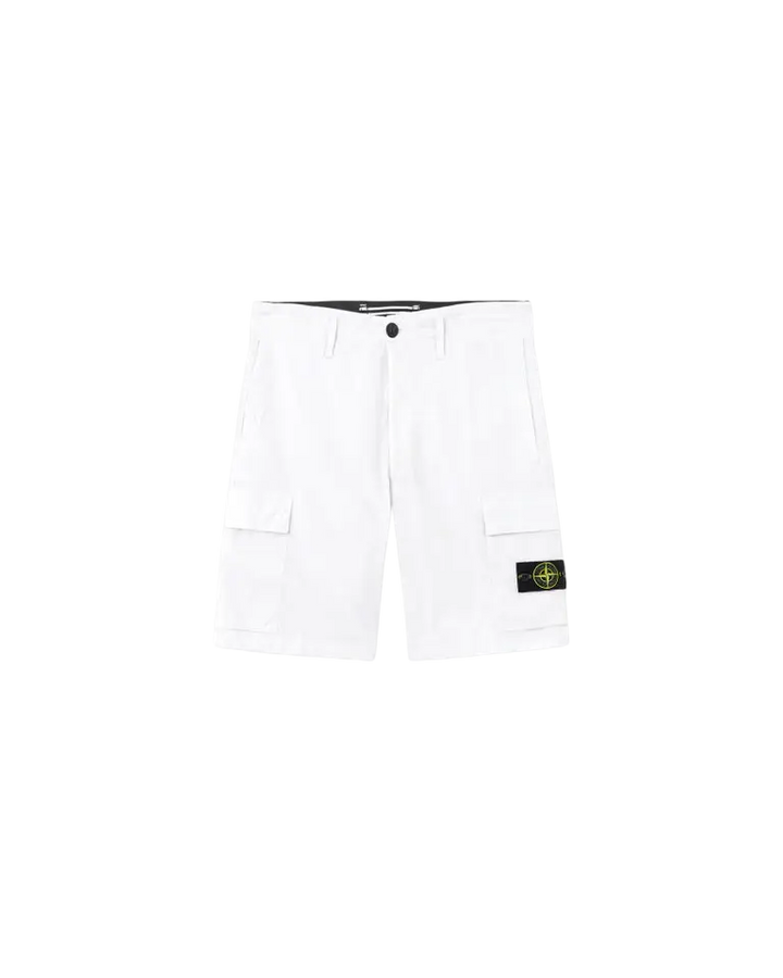 STONE ISLAND - Bermuda cargo coupe classique avec poches zippées Blanc