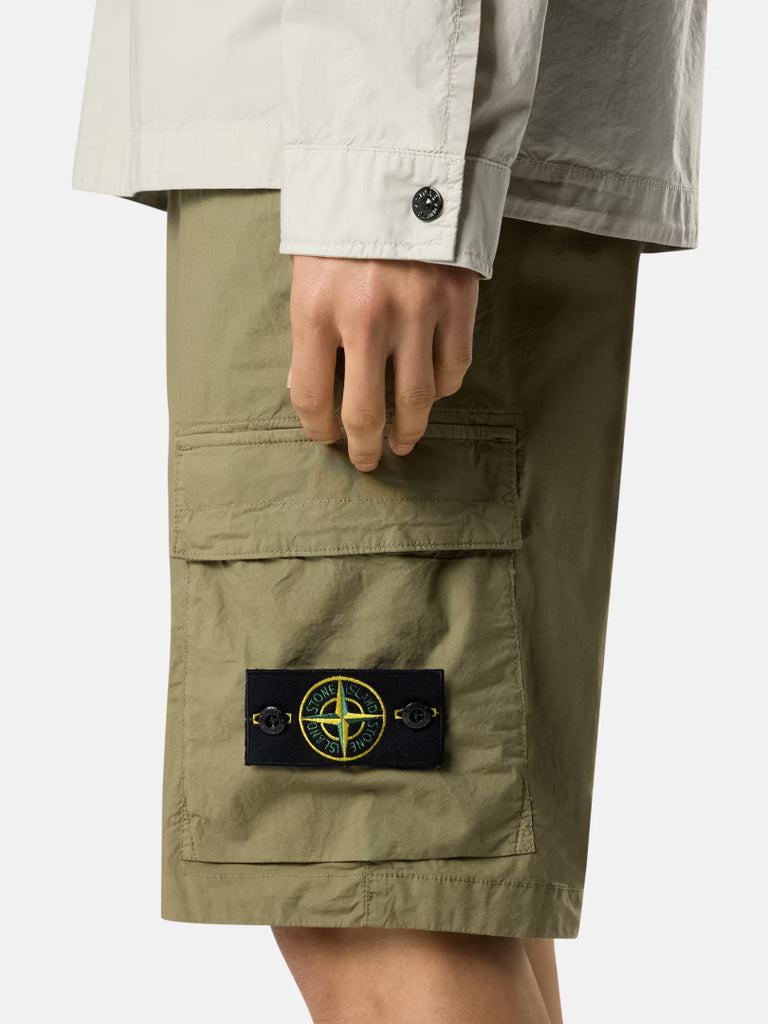 STONE ISLAND - Bermuda cargo Tela Paracadute Vert militaire
