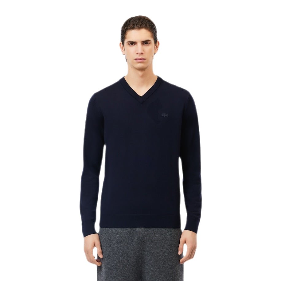 Lacoste - Pull laine col V marine - Lothaire