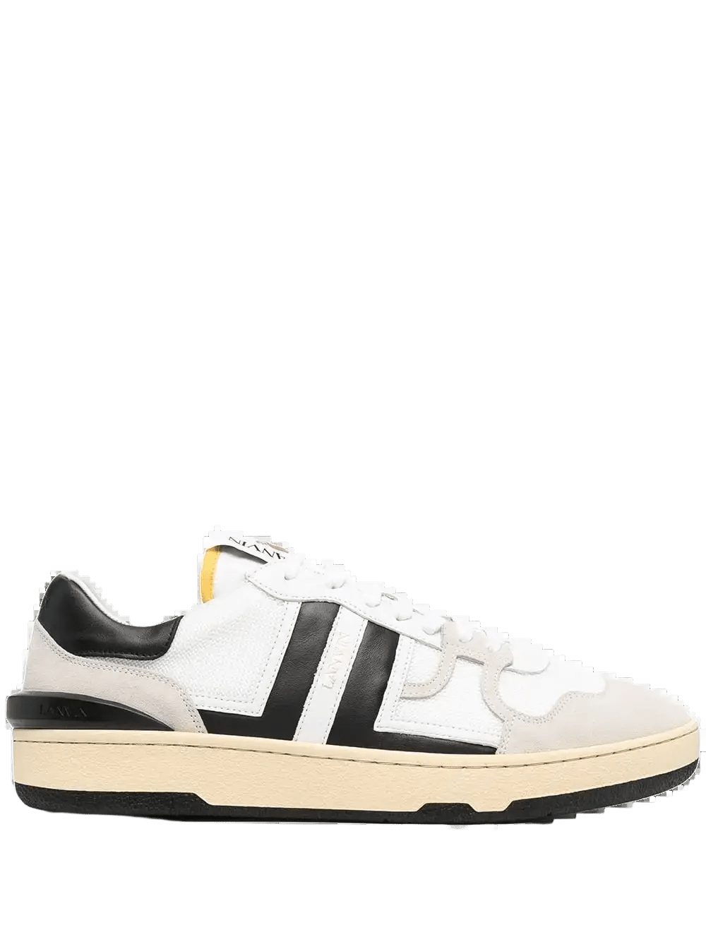 Lanvin - Sneakers basses Clay en cuir et mesh blanc et noir - Lothaire