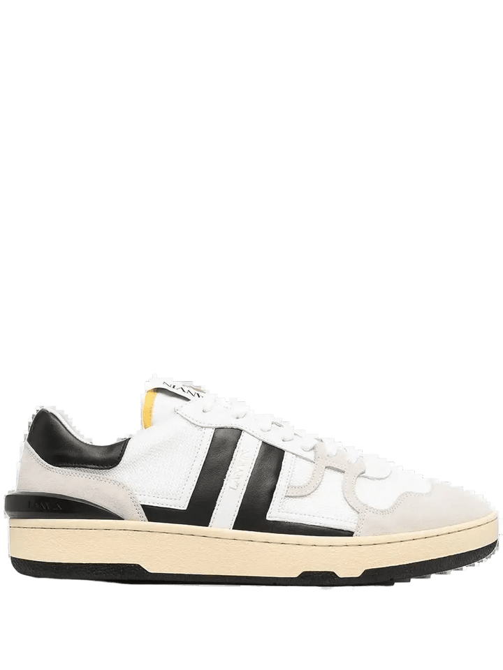 Lanvin - Sneakers basses Clay en cuir et mesh blanc et noir - Lothaire