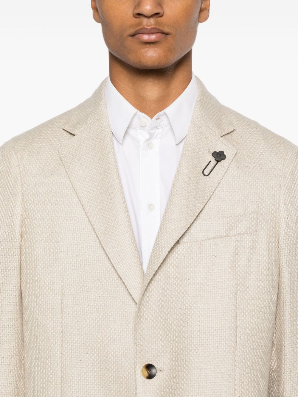 LARDINI blazer beige à simple boutonnage en cachemire et soie - Lothaire