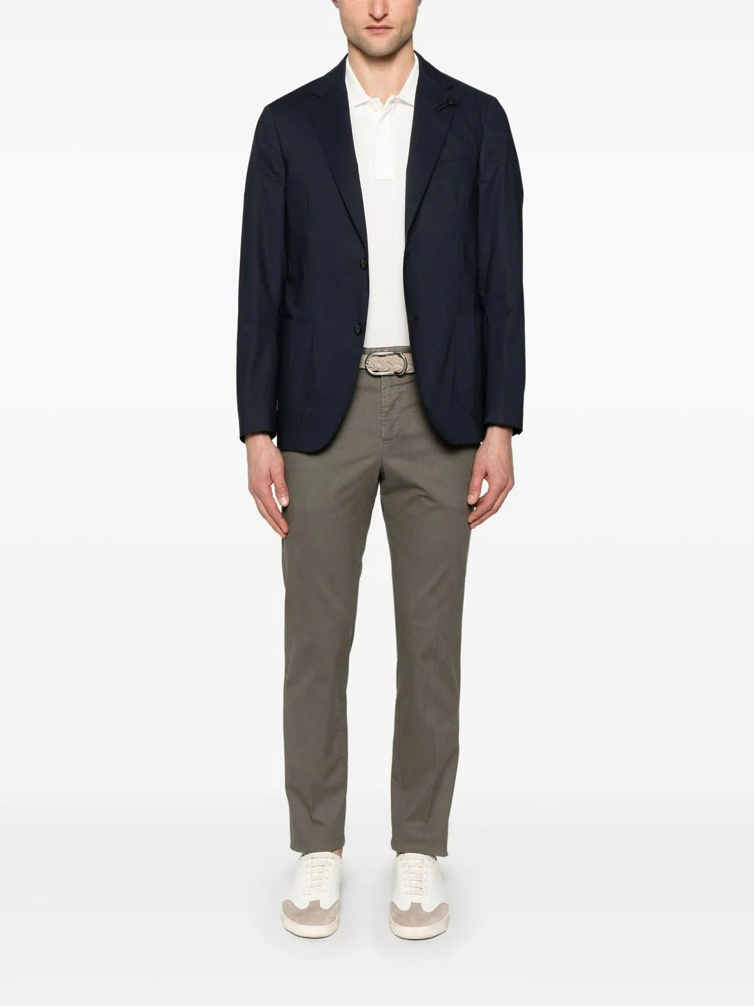 LARDINI - Blazer droit en coton stretch Bleu marine - Lothaire