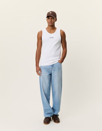 LES DEUX - Arthur Logo Rib Tanktop Blanc - Lothaire