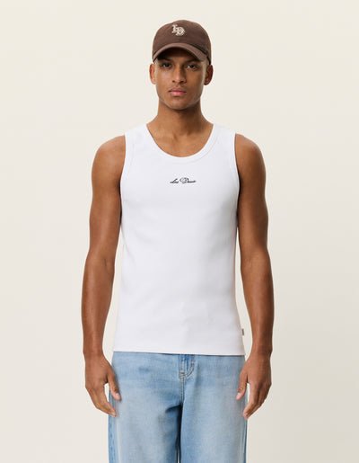LES DEUX - Arthur Logo Rib Tanktop Blanc - Lothaire