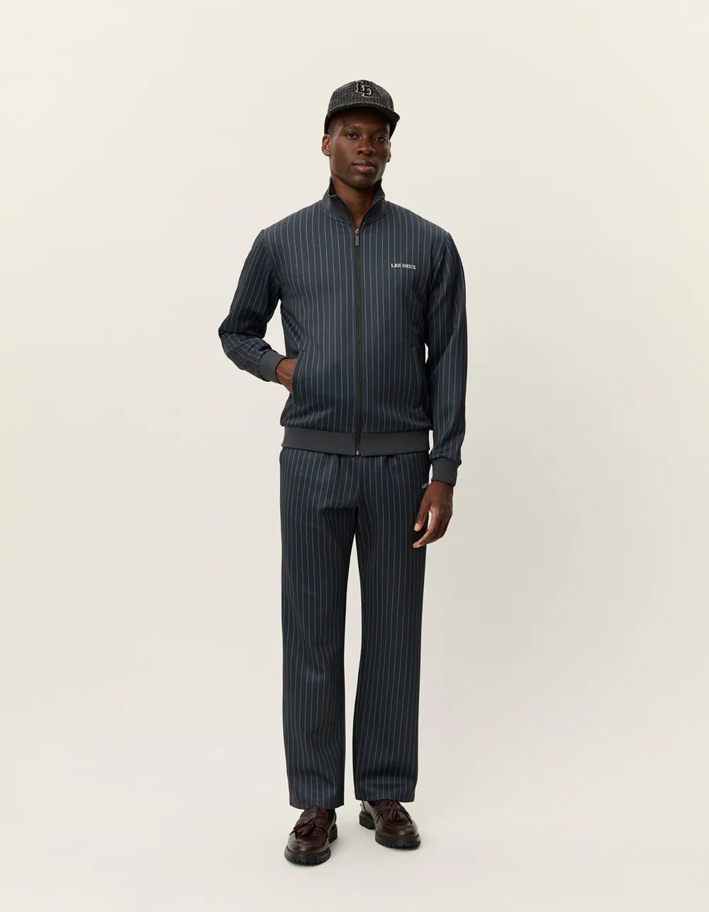 LES DEUX - Ballier Pinstripe Jacket Marine à rayures - Lothaire