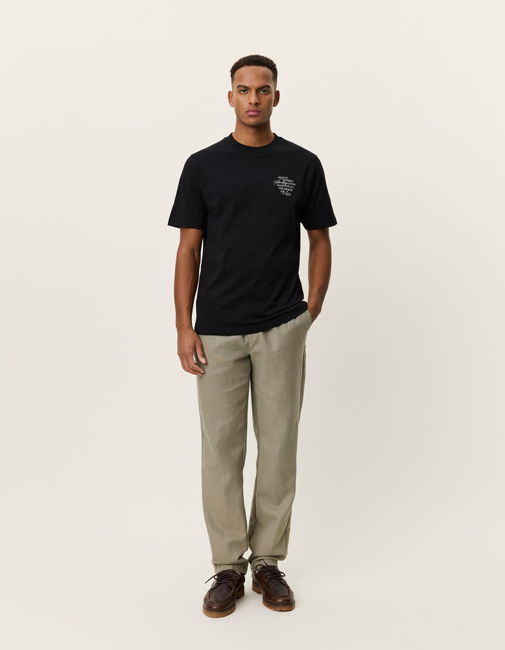 LES DEUX - Ben Faience T-Shirt Noir - Lothaire