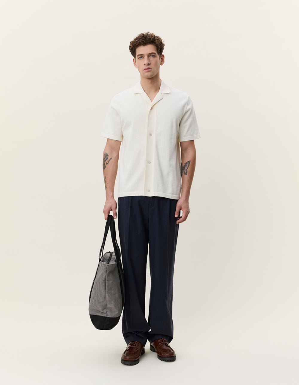 LES DEUX – Chemise en maille Bouquet Écru - Lothaire
