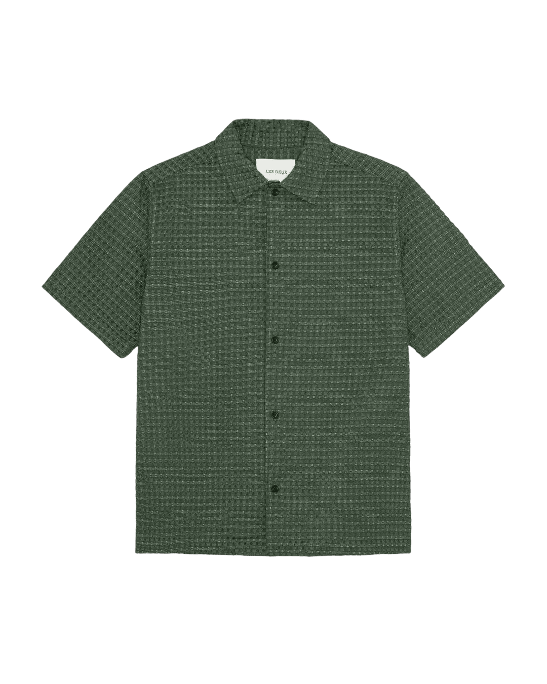 LES DEUX – Chemise Seersucker à carreaux Vert sapin - Lothaire