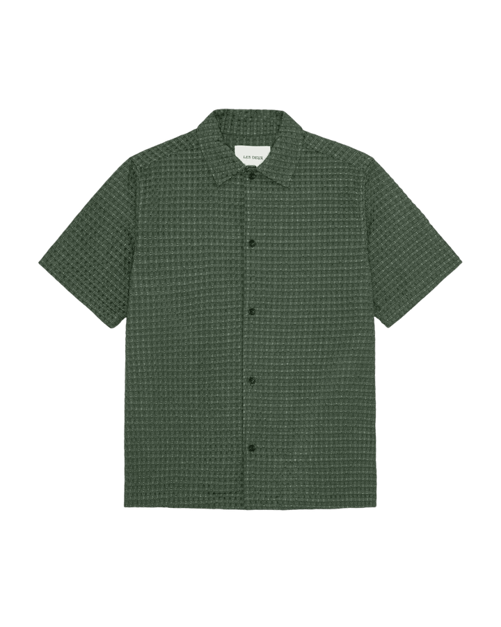 LES DEUX – Chemise Seersucker à carreaux Vert sapin - Lothaire