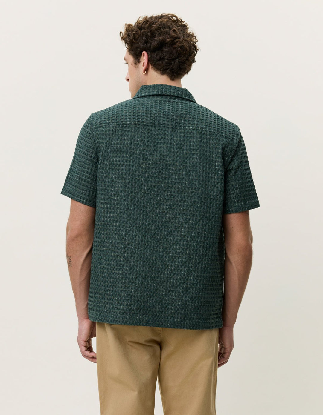 LES DEUX – Chemise Seersucker à carreaux Vert sapin - Lothaire