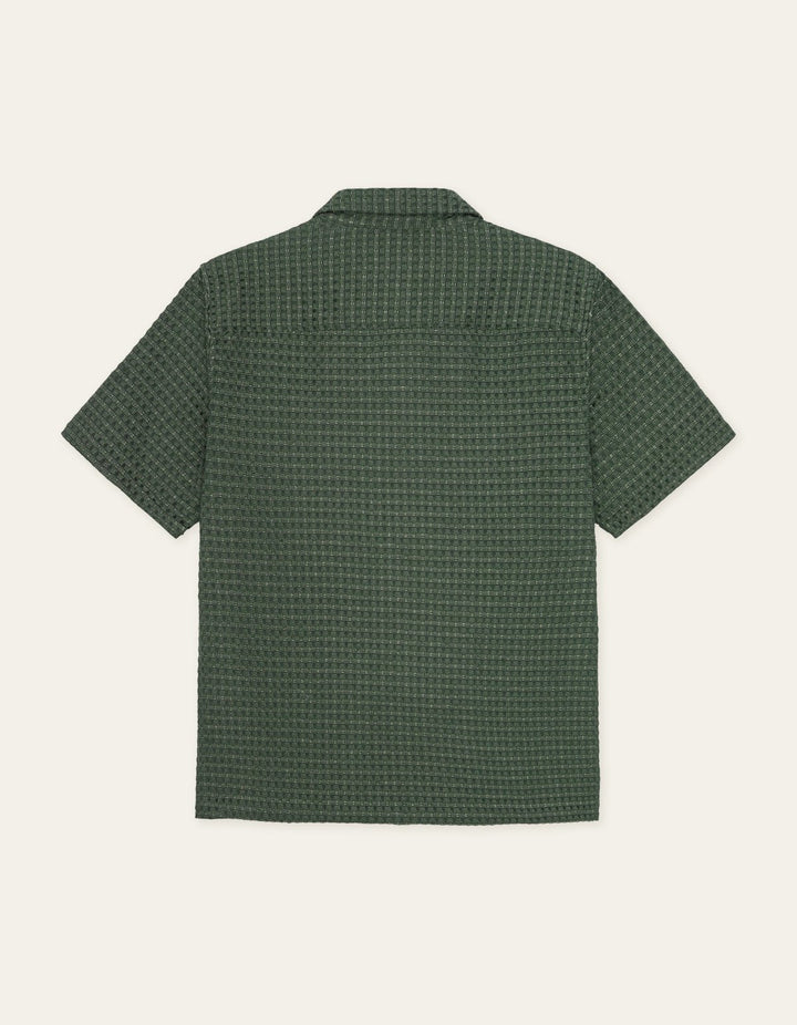 LES DEUX – Chemise Seersucker à carreaux Vert sapin - Lothaire