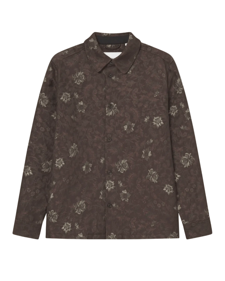 LES DEUX - Kaleb Flower Jacquard Overshirt Marron - Lothaire