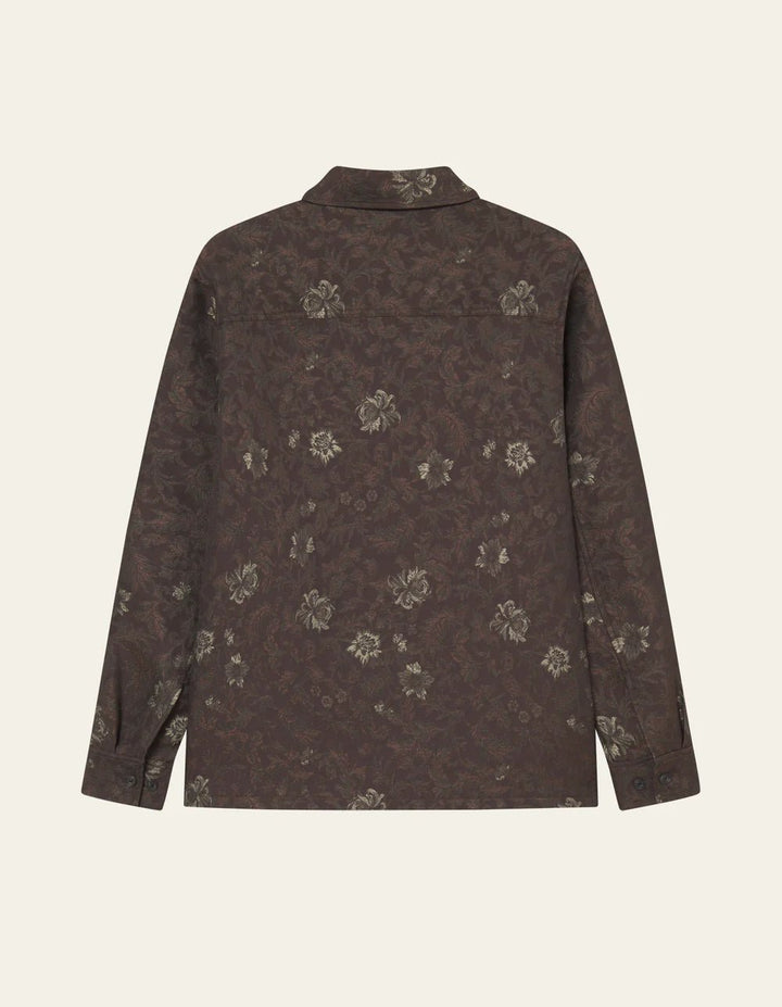 LES DEUX - Kaleb Flower Jacquard Overshirt Marron - Lothaire