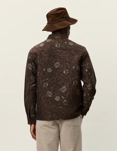 LES DEUX - Kaleb Flower Jacquard Overshirt Marron - Lothaire