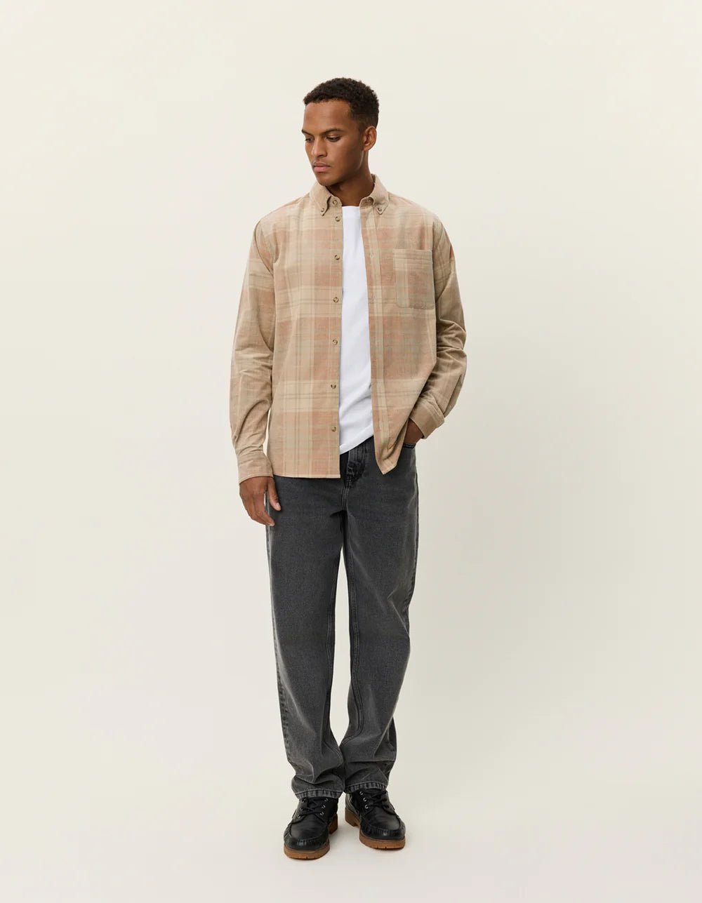 LES DEUX - Kash Check Corduroy Shirt Beige rosé - Lothaire