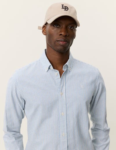 LES DEUX - Konrad Stripe Cotton Linen Shirt Bleu Allure - Lothaire