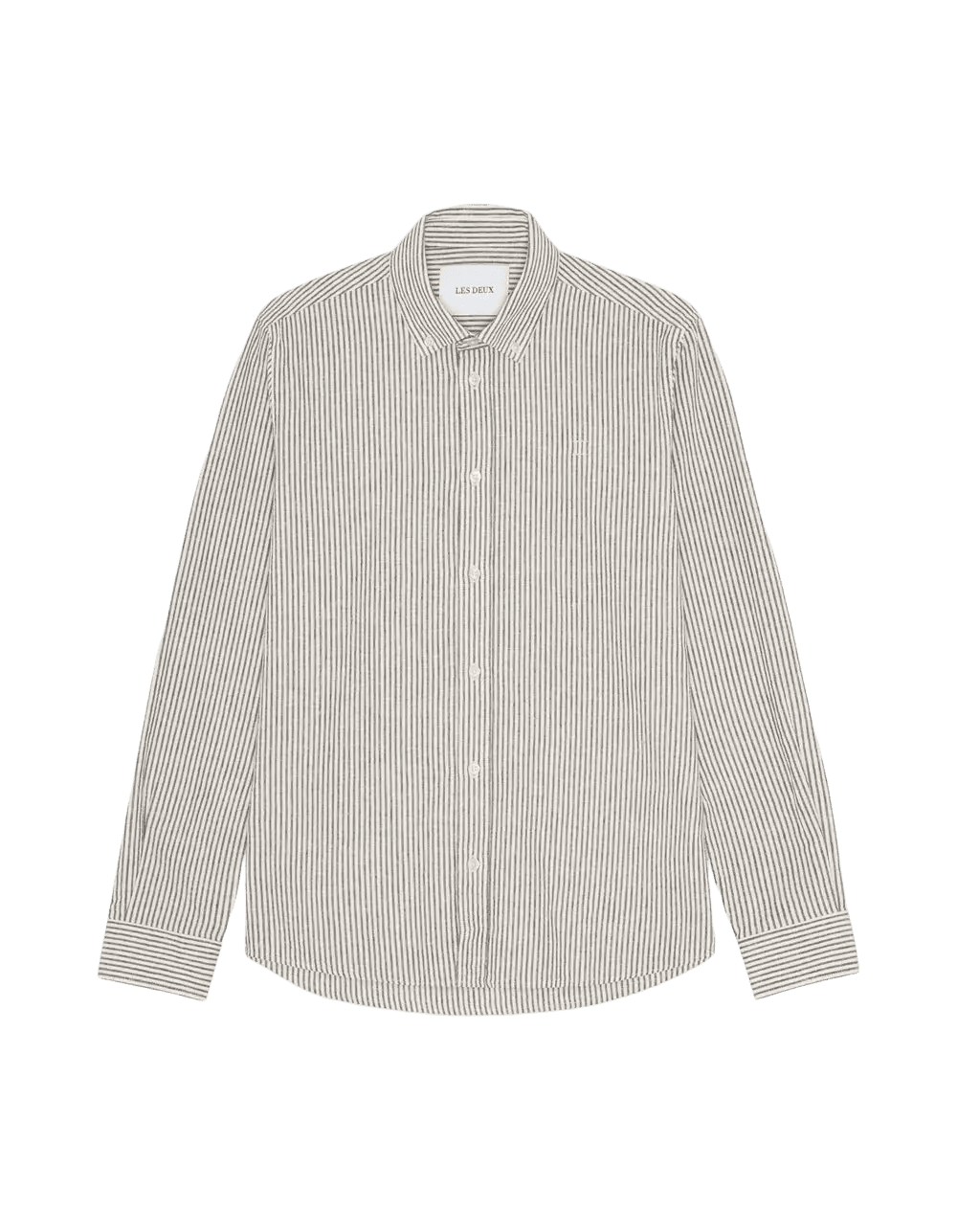 LES DEUX - Konrad Stripe Cotton Linen Shirt Brun Teck - Lothaire