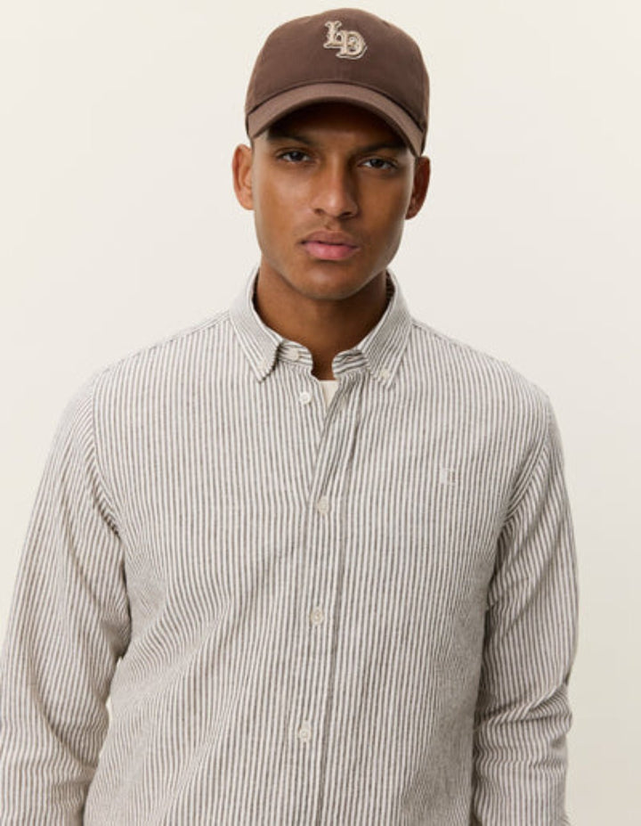 LES DEUX - Konrad Stripe Cotton Linen Shirt Brun Teck - Lothaire
