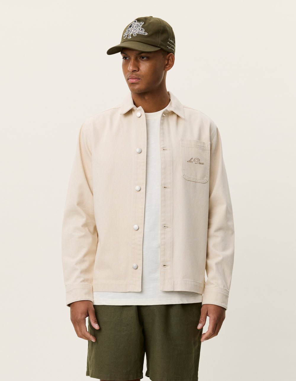 LES DEUX - Layton Faience Twill Overshirt Ivoire - Lothaire