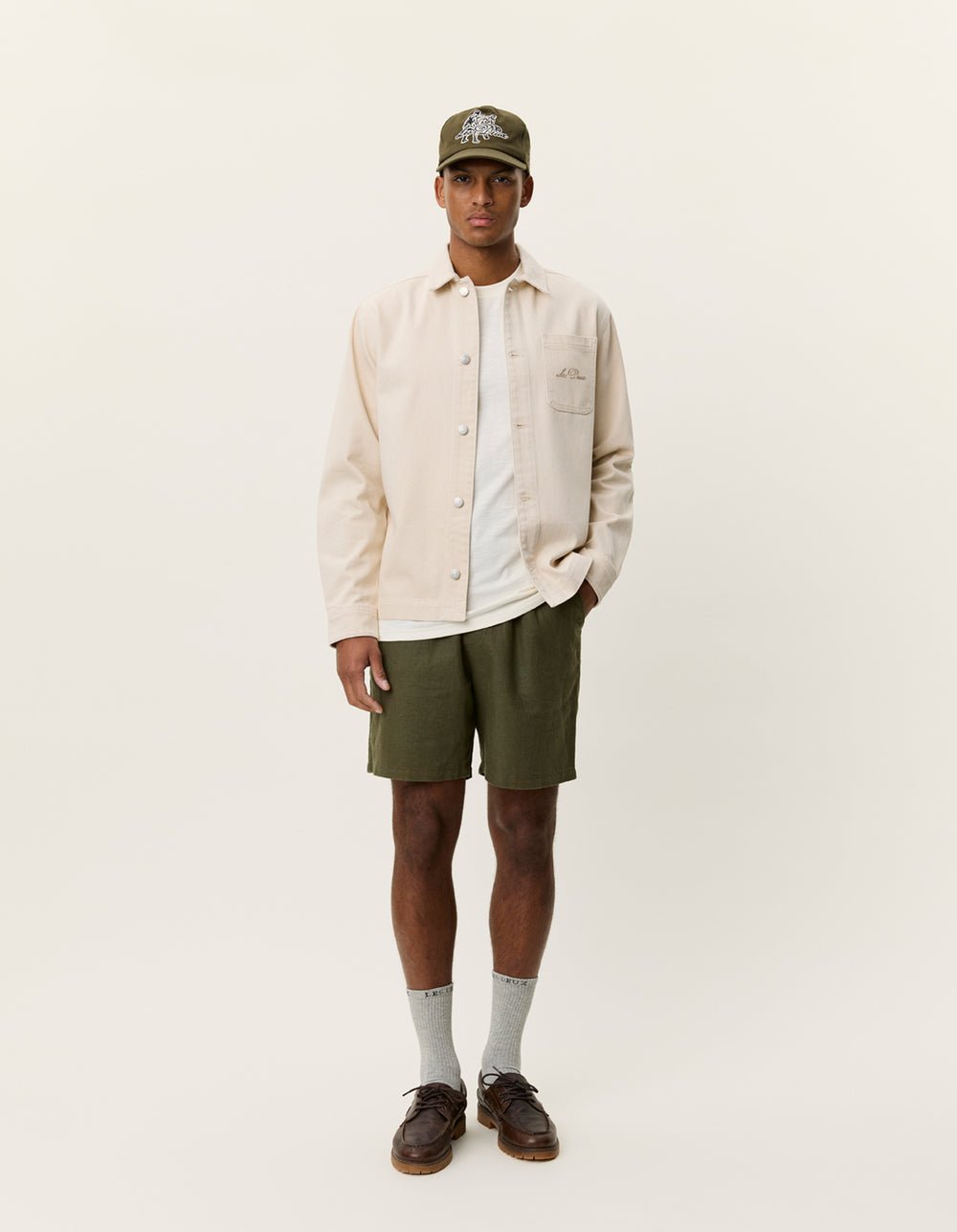 LES DEUX - Layton Faience Twill Overshirt Ivoire - Lothaire