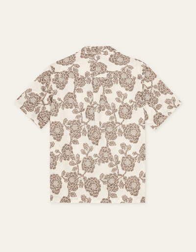 LES DEUX - Lesley Flower Jacquard SS Shirt Ivoire - Lothaire
