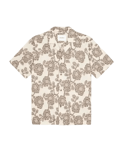 LES DEUX - Lesley Flower Jacquard SS Shirt Ivoire - Lothaire