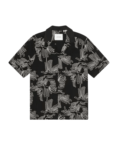 LES DEUX - Liam AOE Flower SS Shirt Noir - Lothaire